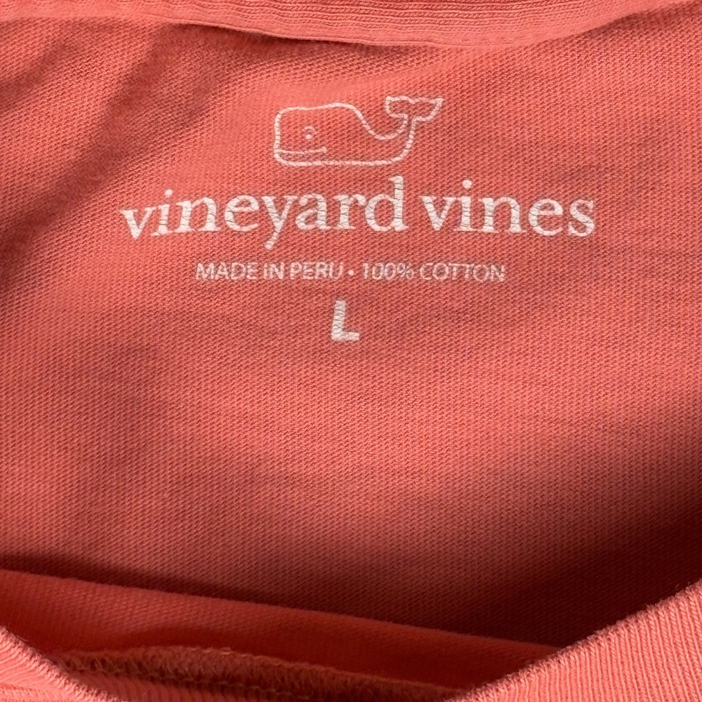 Vineyard Vines Coral Pocket T-Shirt Whale Logo Back Graphic 100% Cotton L - Picture 5 of 6